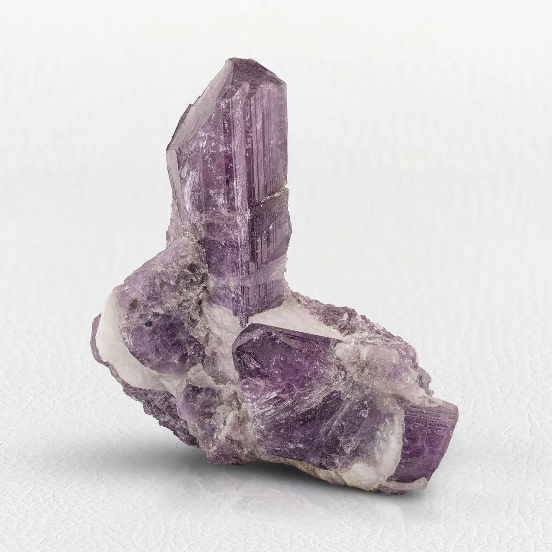 Purple Scapolite Crystal on Calcite