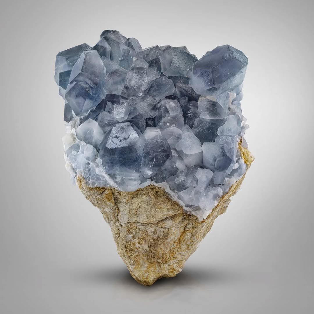 Celestite Crystal Cluster on Matrix