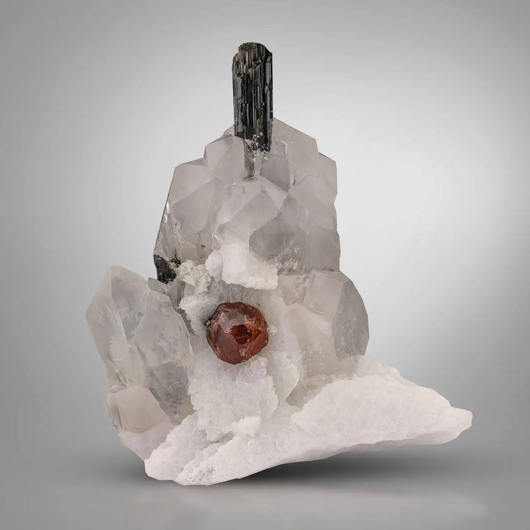 Hassonite Garnet on Quartz & Schorl