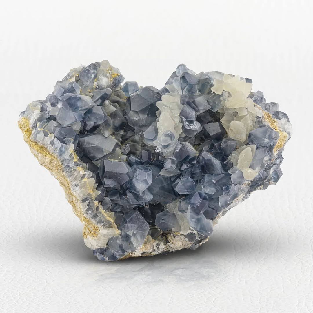 Celestite Cluster on Yellow Calcite