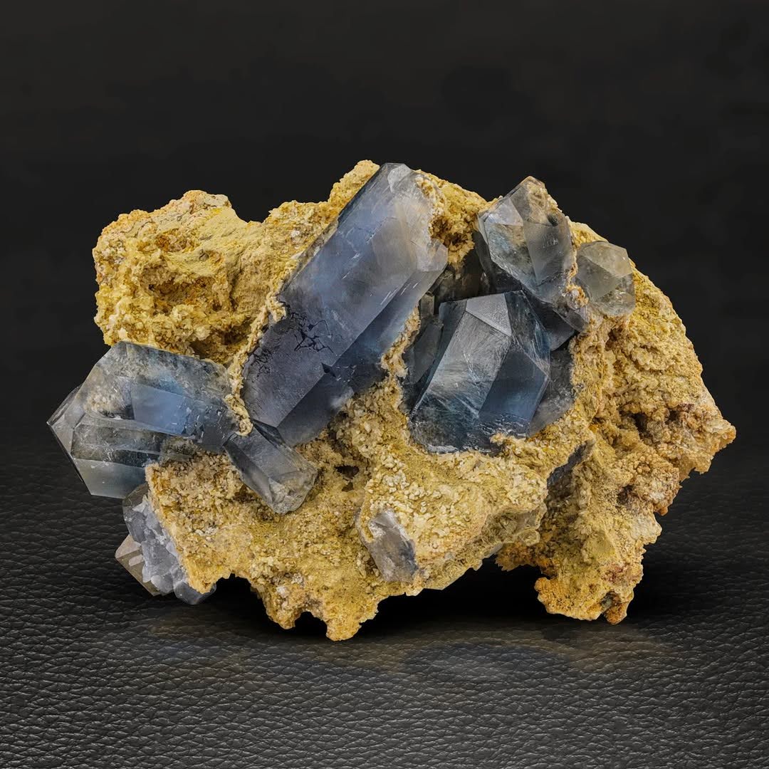 Radiant Celestite Crystals on Calcite