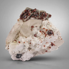 Red Spessertine Garnet Crystals on Albite with Quartz from Pakistan