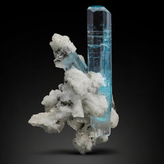 Blue Aquamarine Crystal on Albite