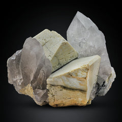 Quartz Crystals On White Microcline