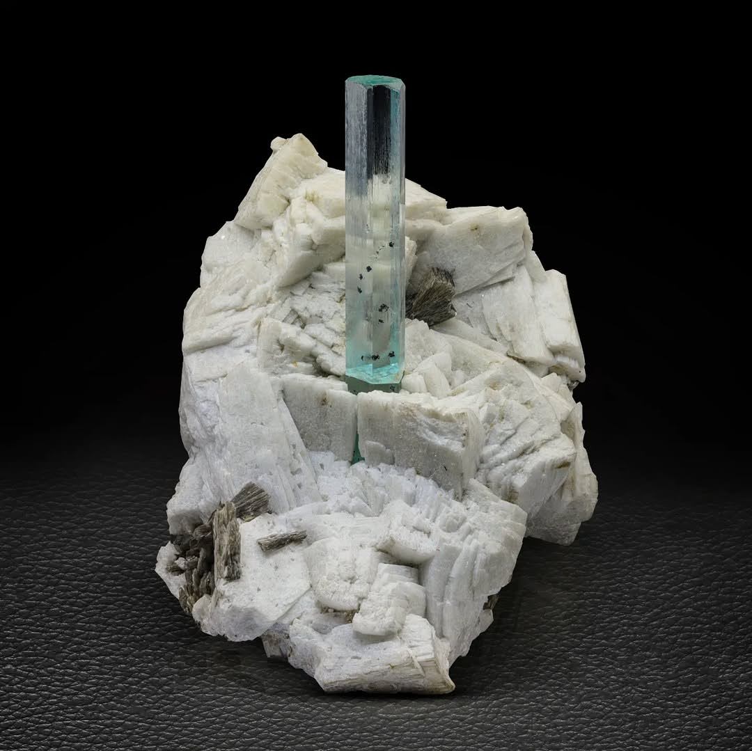 Aquamarine Crystal on Feldspar Matrix