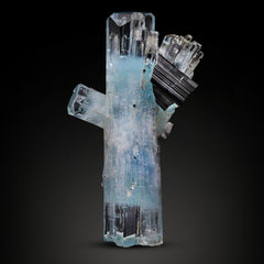 tie of double terminated Aquamarine with Black Tourmaline From Pakistan