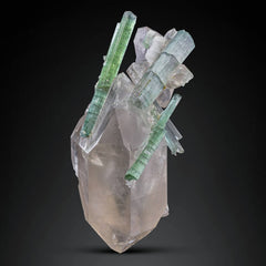 Green Tourmaline Crystals with Quartz