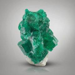 Green Emerald Crystal On Calcite