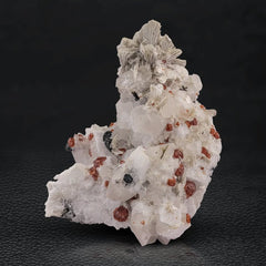 Red Hassonite Garnet on Albite & Mica