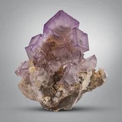 Purple Fluorite Crystals On Calcite