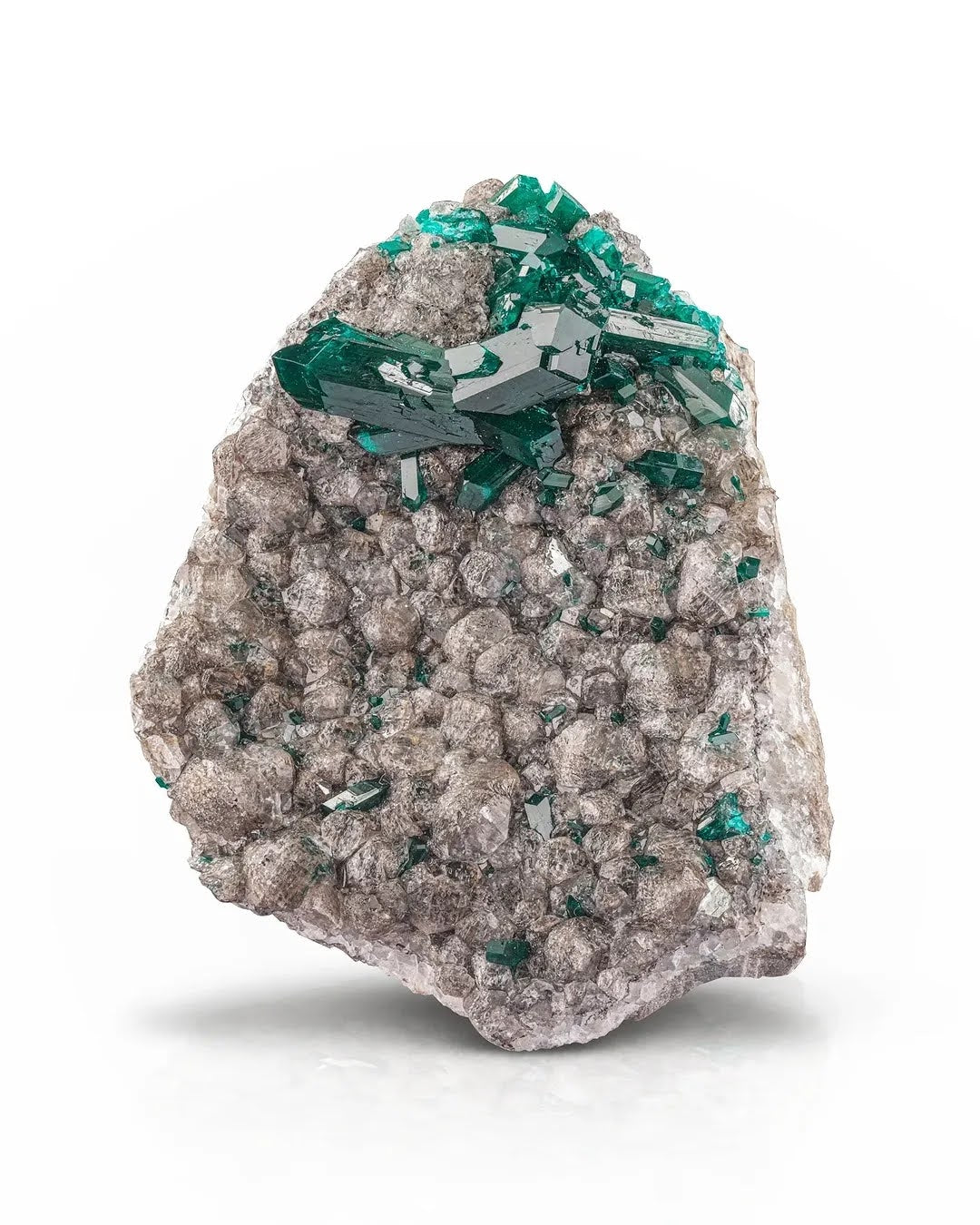 Dioptase Crystals on Calcite Matrix 