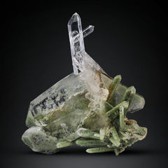 Clear and Chlorite Quartz Cluster