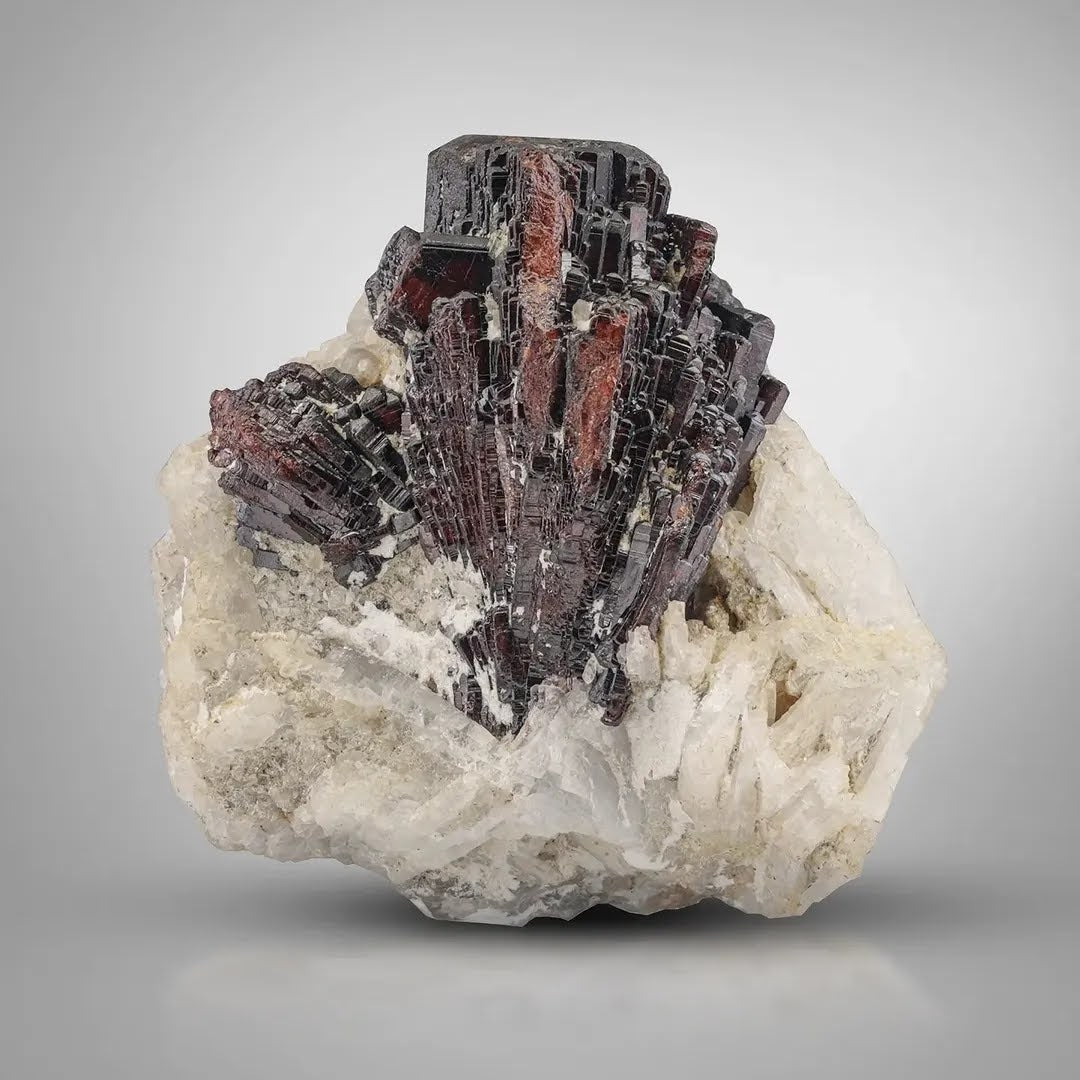 Red Tantalite Crystal on Cleavelandite