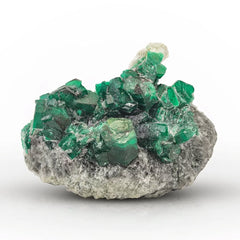 Dark Emerald Cluster On Calcite