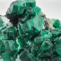  Deep Green Emerald Crystals on Calcite 