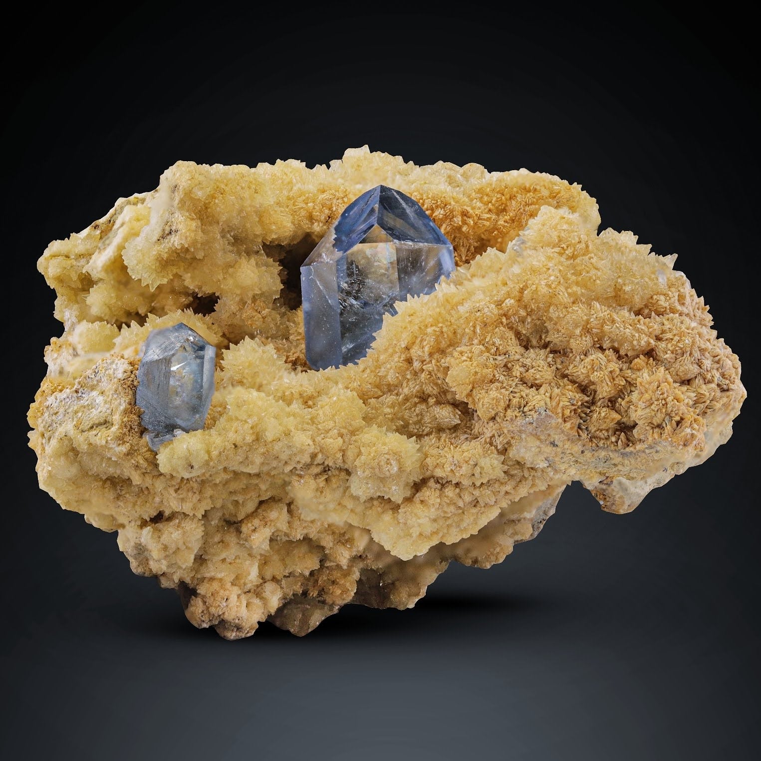 Blue Celestite with Calcite Matrix