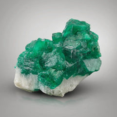 Green Emerald Crystal On Calcite