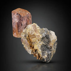 Peach Topaz Crystal on Calcite Matrix