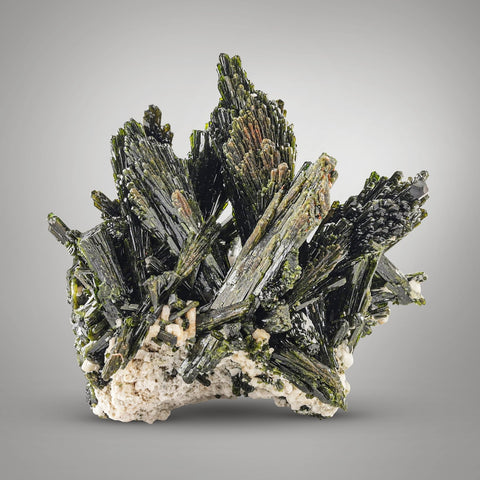  Forest Green Epidote Crystal On Albite
