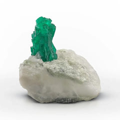 Vibrant Green Emerald Crystal Perched on Calcite Matrix from Pakistan