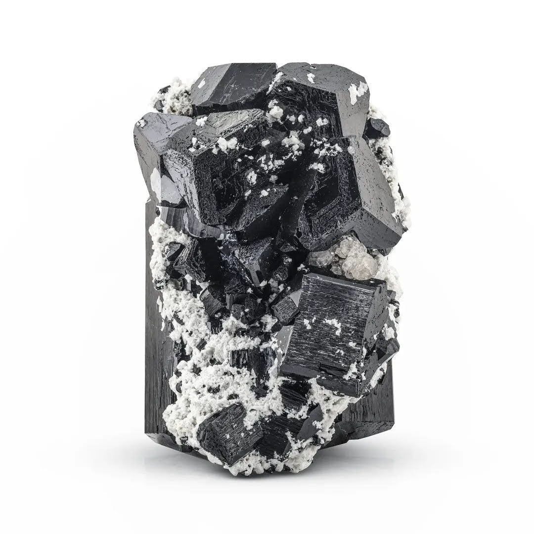 Tourmaline with Albite and Opal Halite