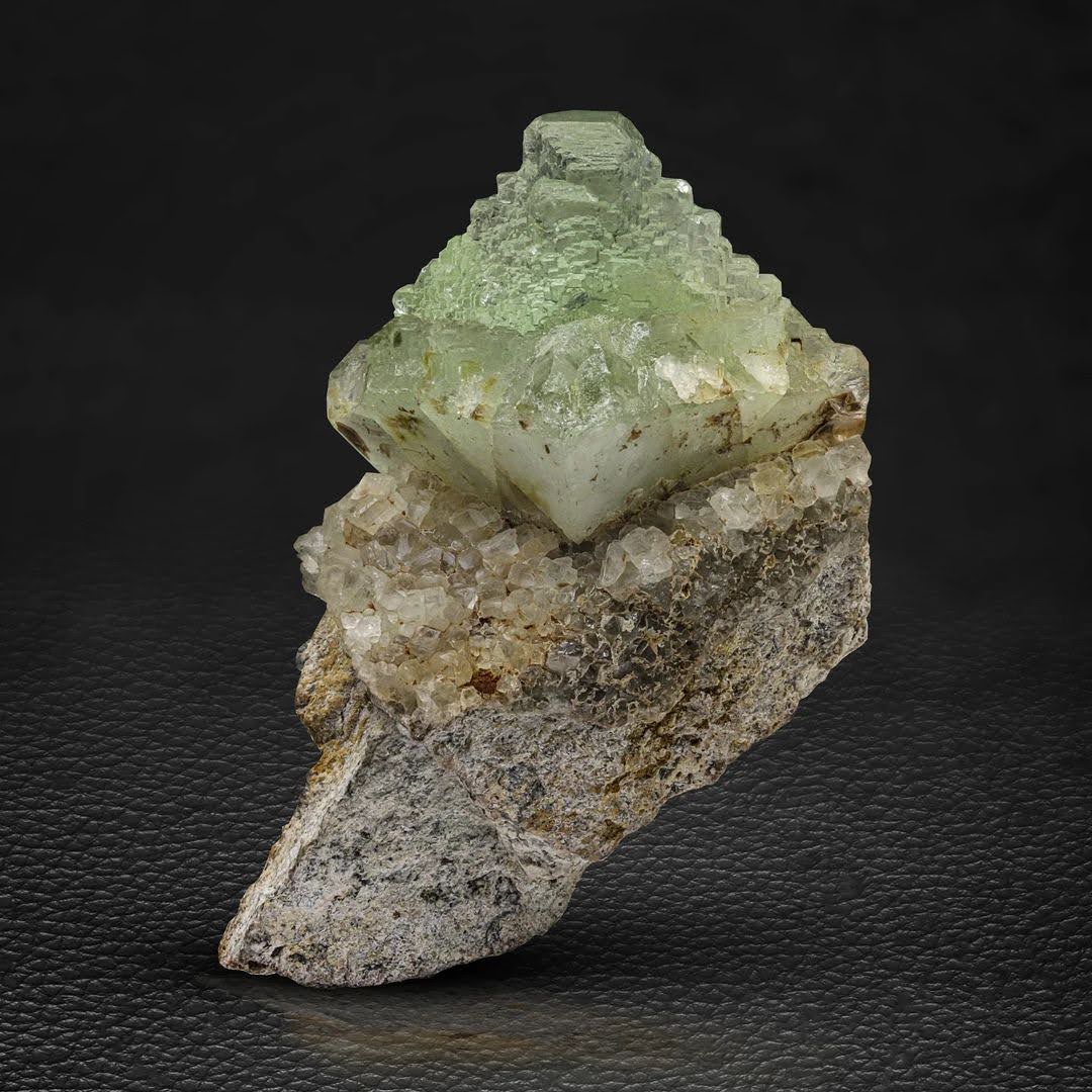 Green Fluorite Crystal On Matrix