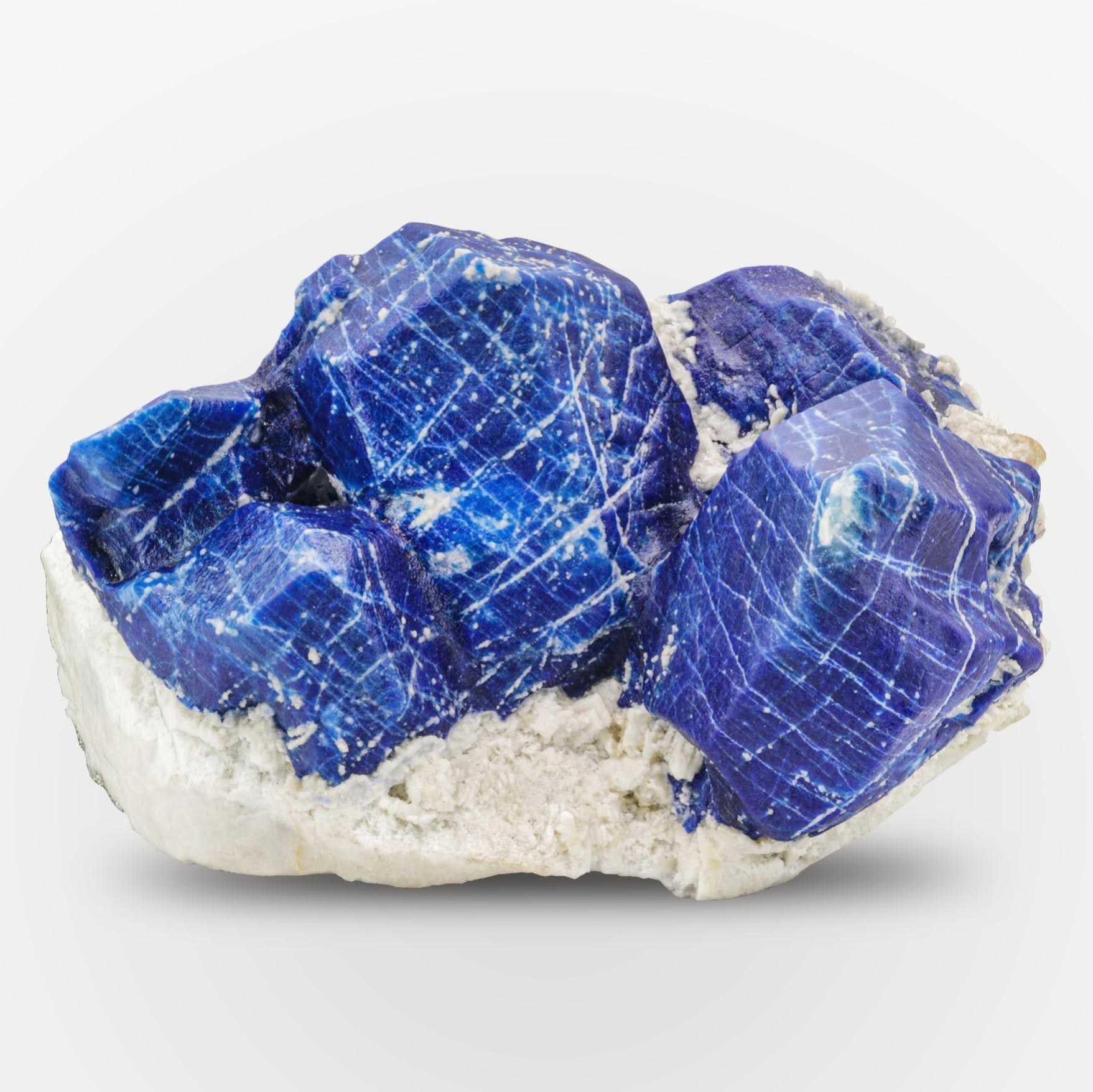 Lazurite Crystal On Calcite Matrix