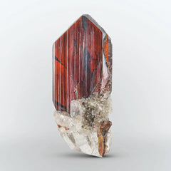 Blood Red Brookite Crystal On Quartz