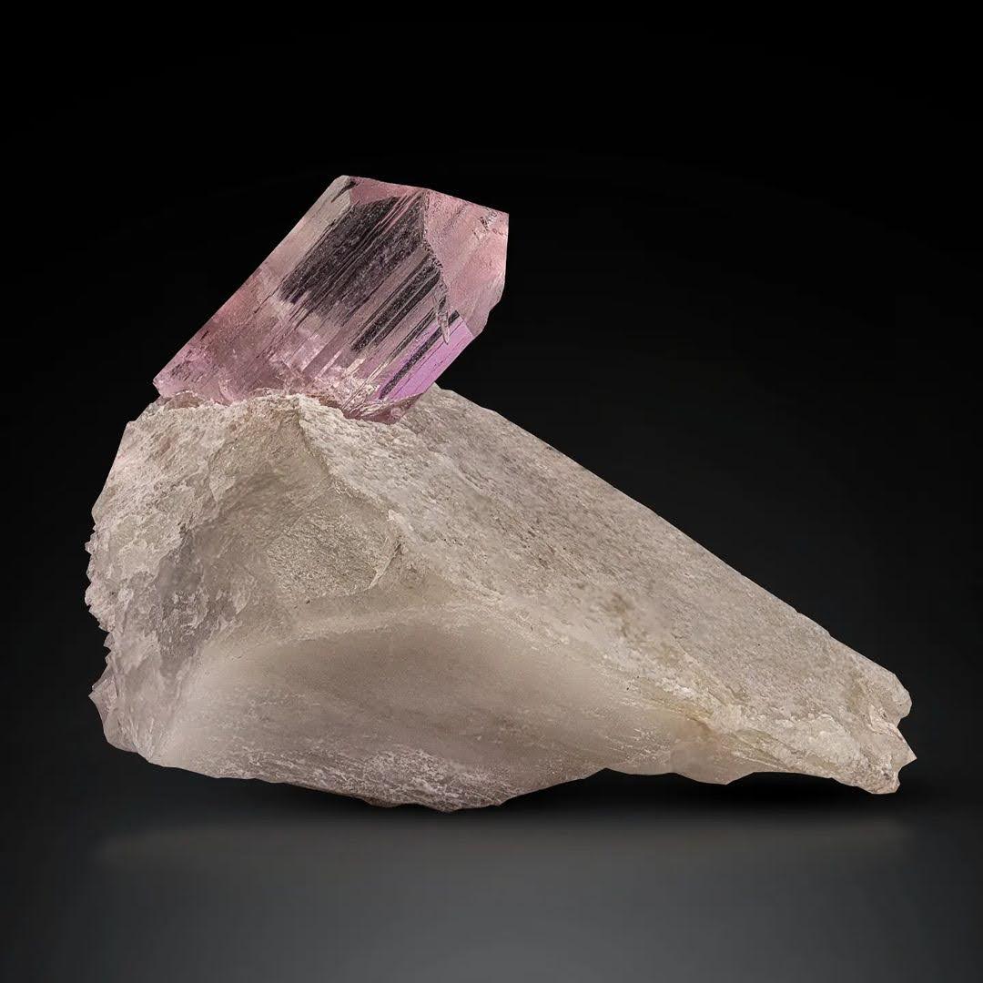 Pink Kunzite Crystal on Albite Matrix