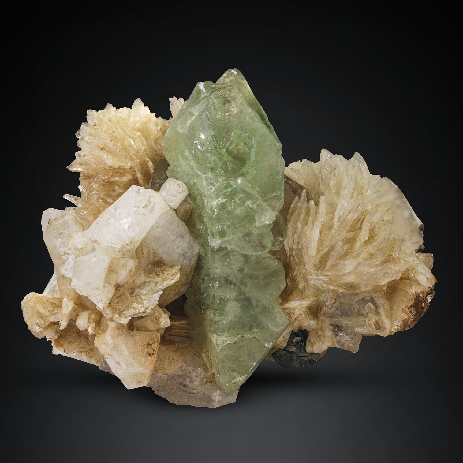 Herderite on Cleavelandite and Albite