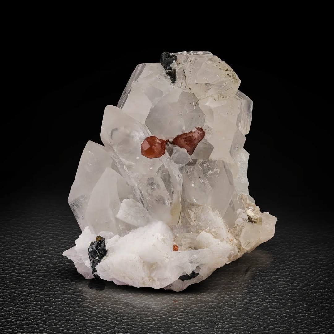 Hassonite Garnets on Quartz & Schorl