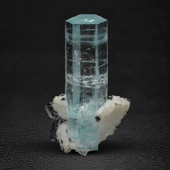 Aquamarine Crystal on Albite & Schorl