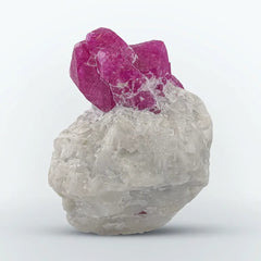 Corundum Ruby Gem on Marble Matrix