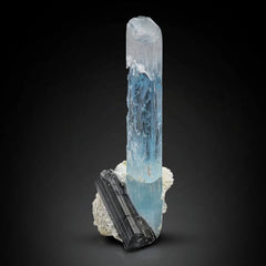 Aquamarine Crystal on Albite & Schorl