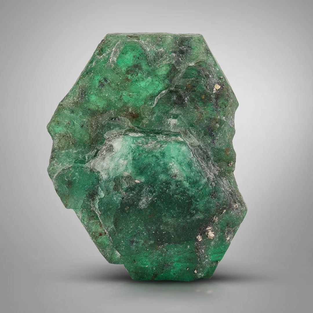 Green Color Emerald Crystals on Pyrite