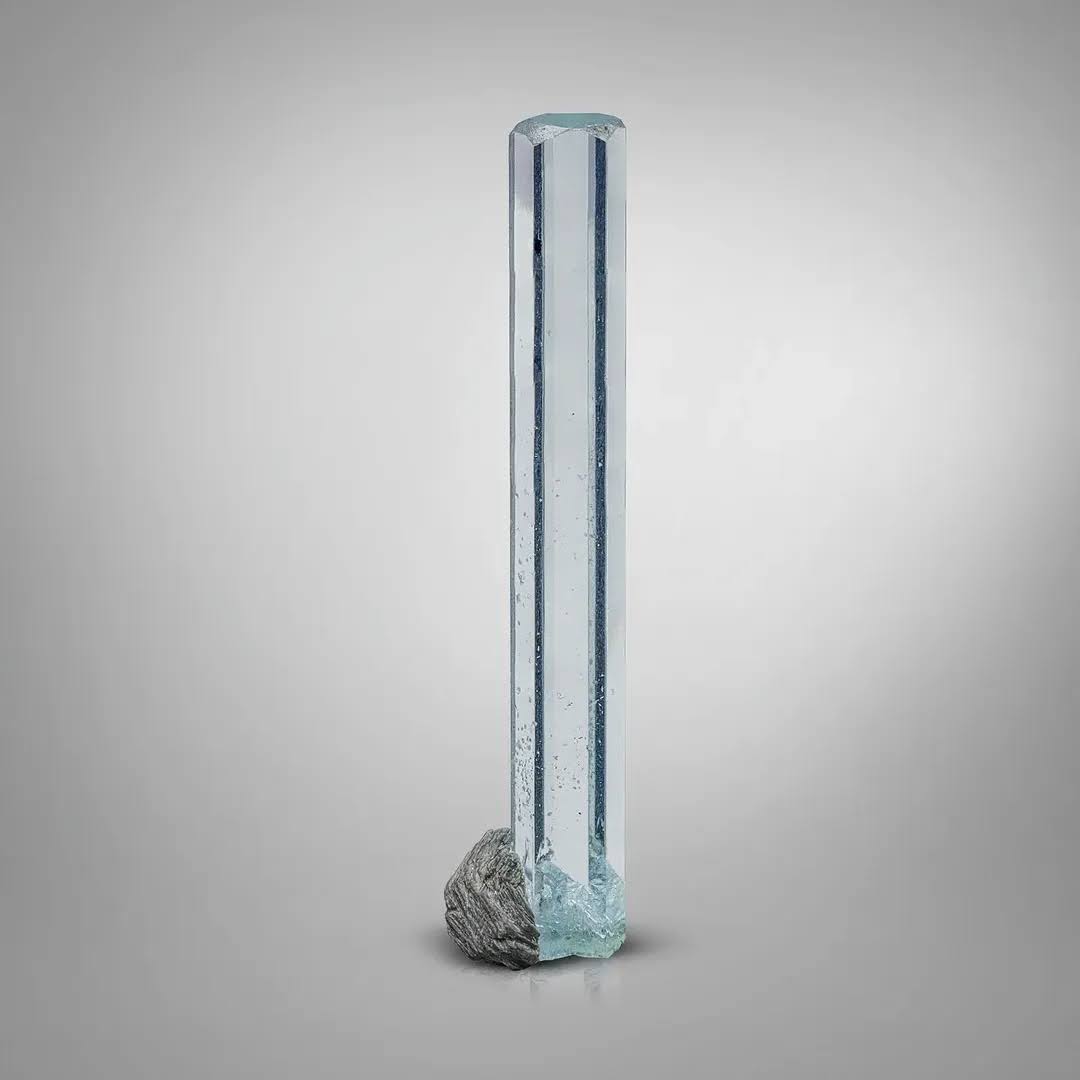 Blue Aquamarine Crystal On Muscovite