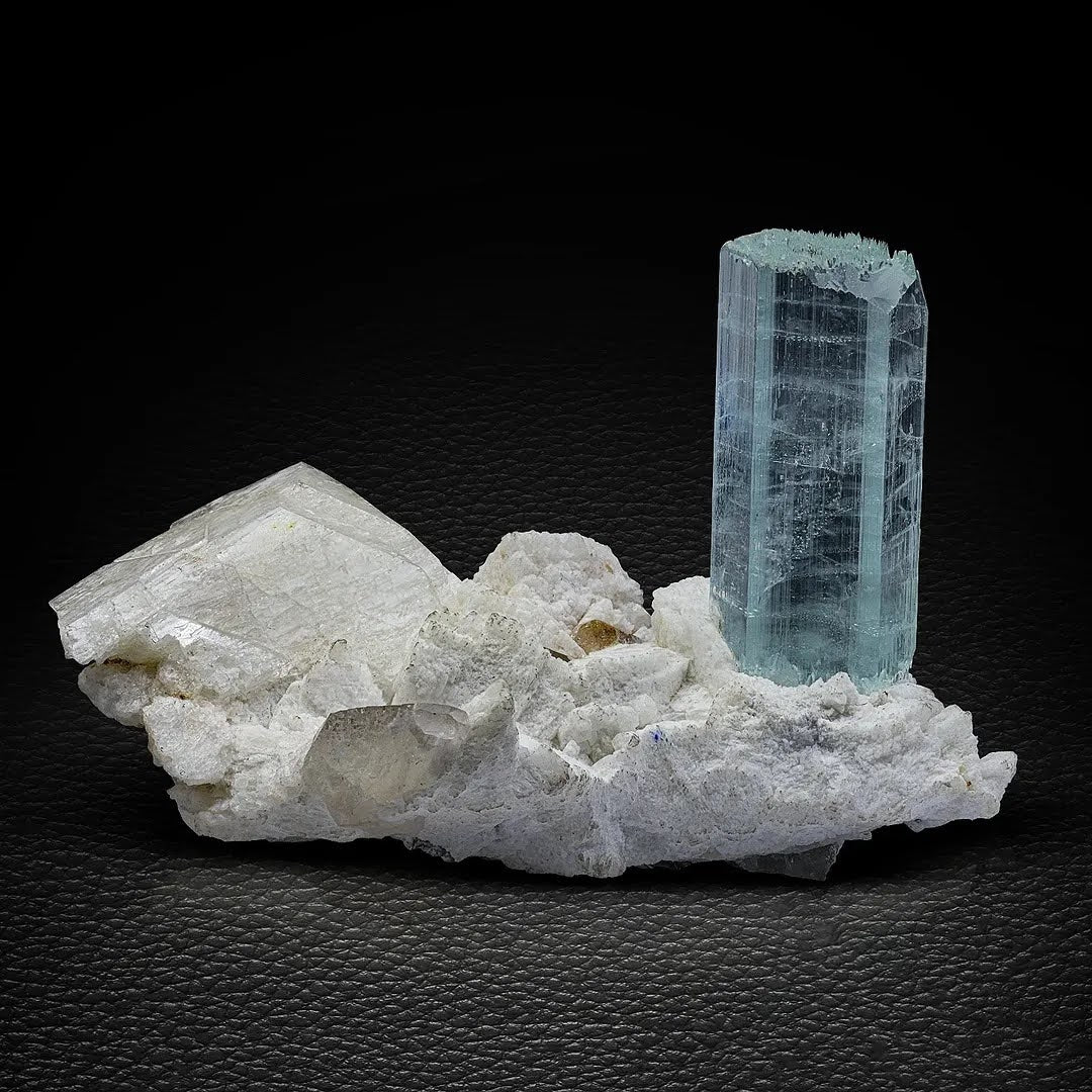 Buy Terminated Aquamarine Crystal on Albite | at GandharaGems ...