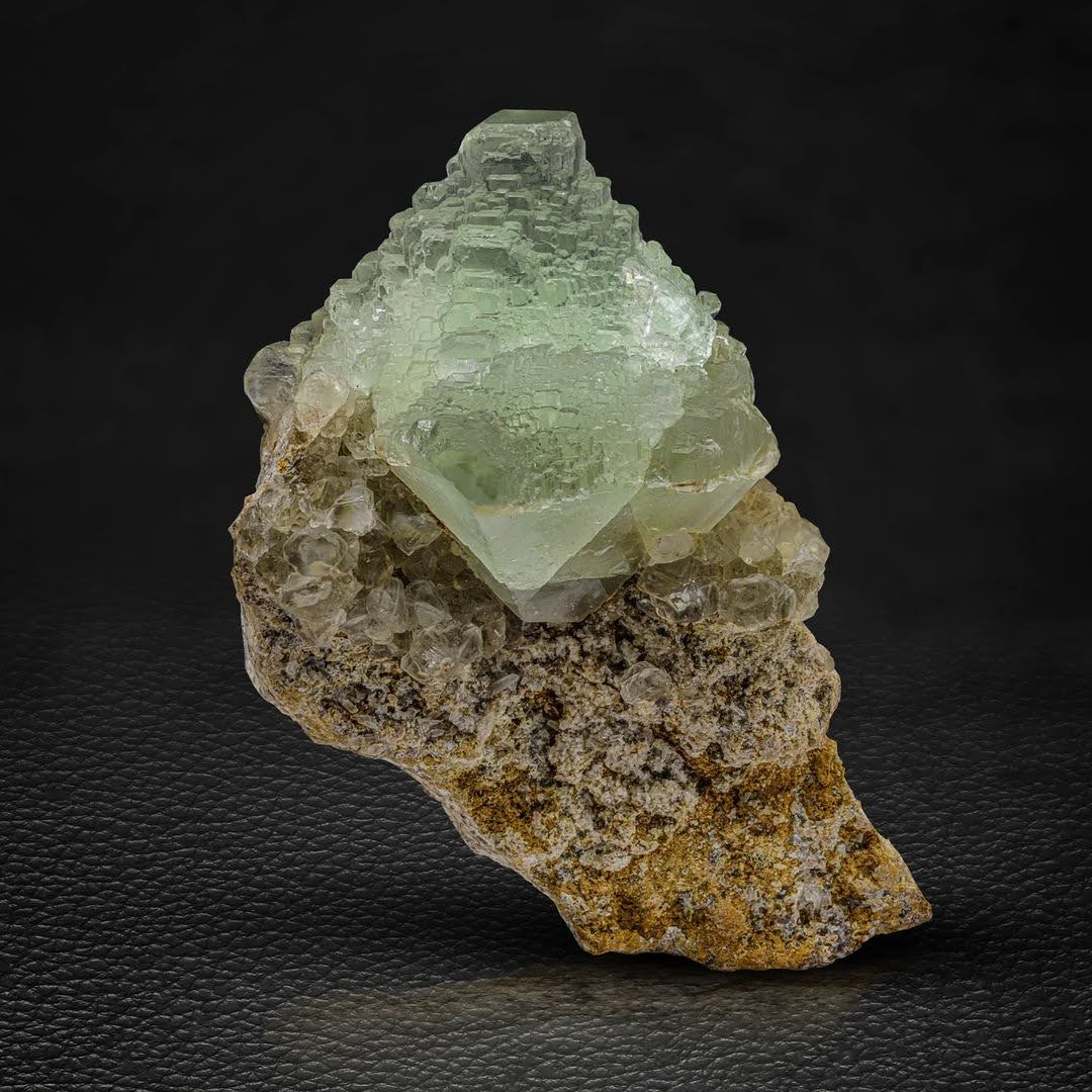 Green Fluorite Crystal On Matrix