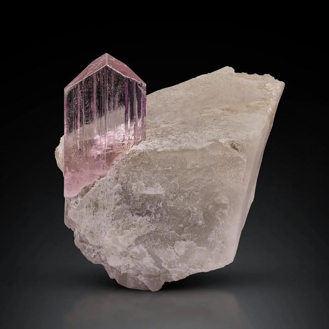 Pink Kunzite Crystal on Albite Matrix