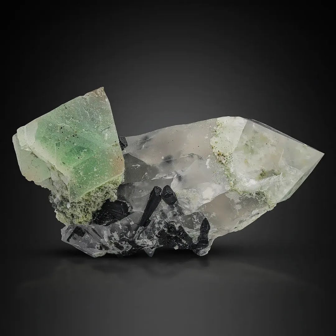 Fluorite Crystal On Quartz & Schrol