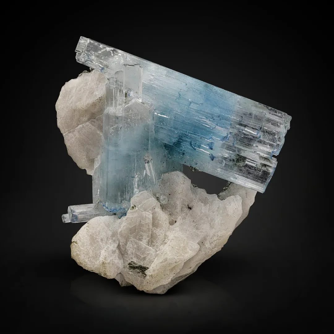 Double Terminated Aquamarine on Albite