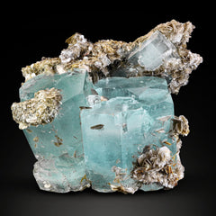 Aquamarine Crystals On Muscovite