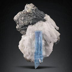 Aquamarine on Albite and Muscovite