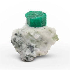 Deep Green Emerald Crystal on White Matrix from Pakistan