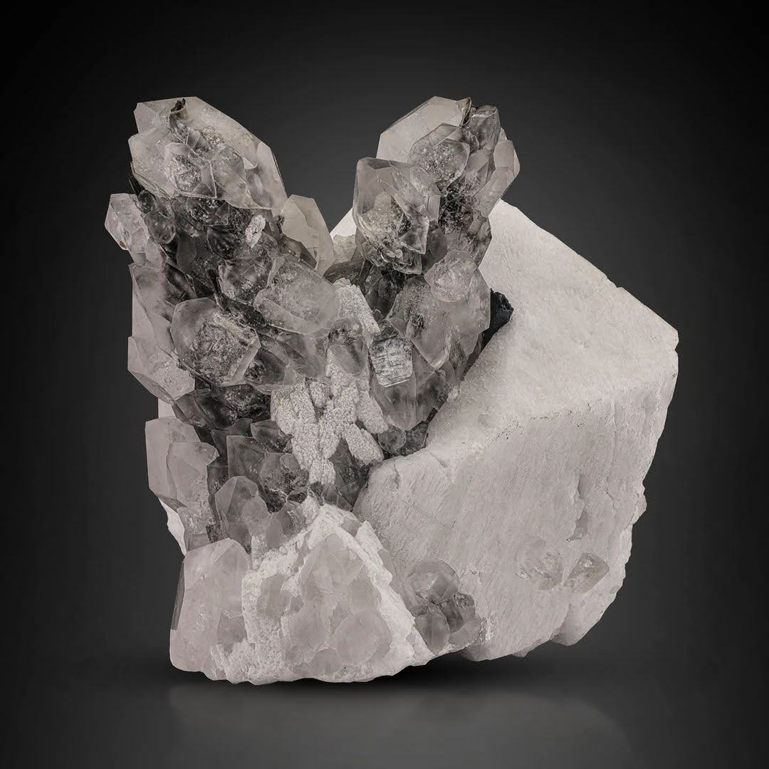 Quartz Cluster On White Microcline