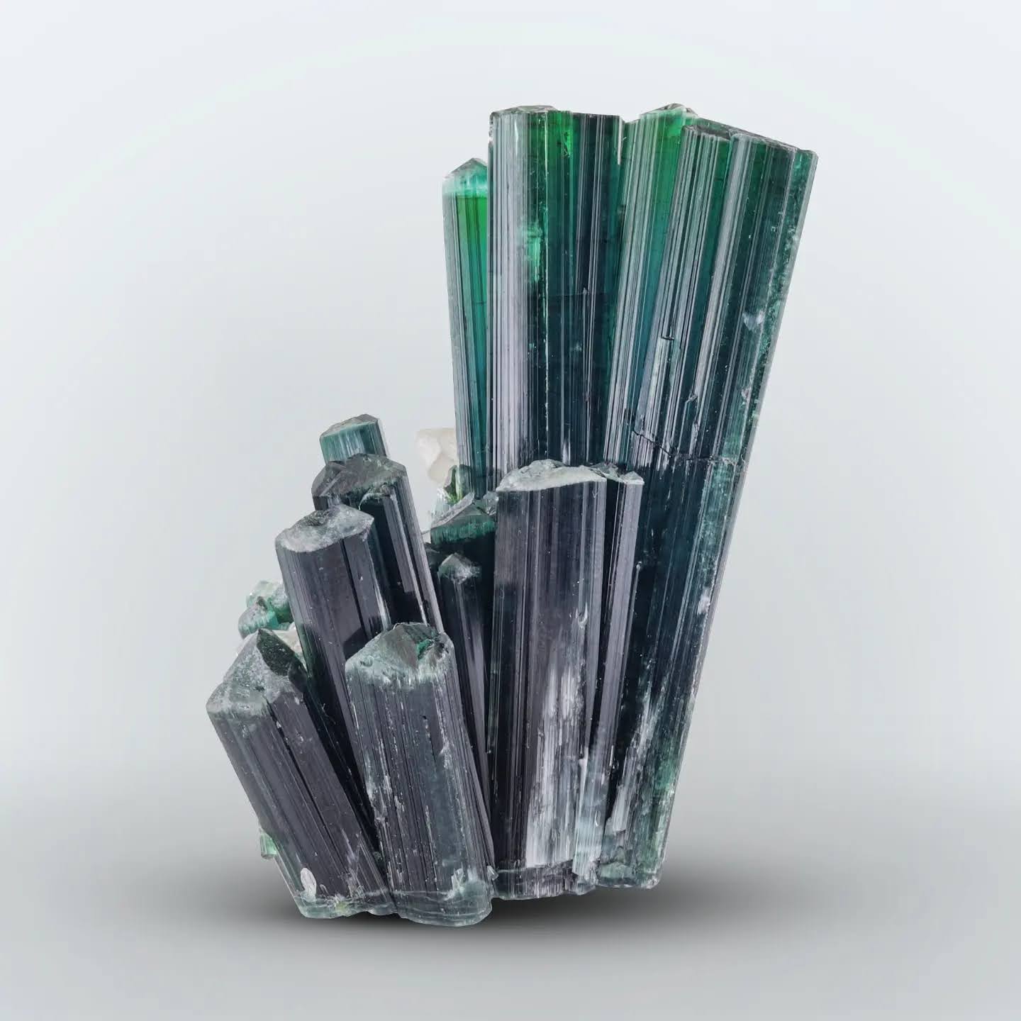 Indicolite Tourmaline Cluster on Quartz