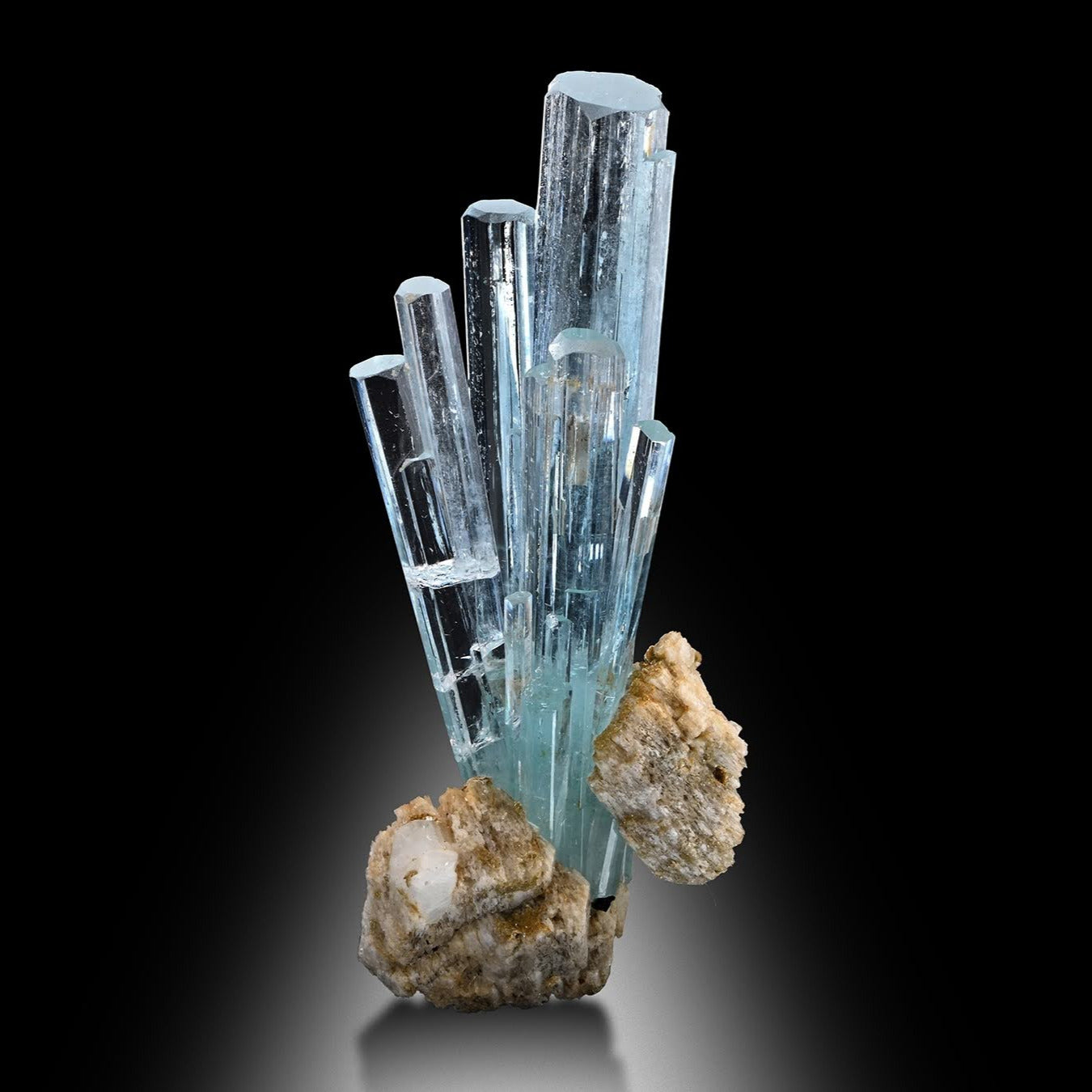 Cluster of Aquamarine on Albite Matrix 