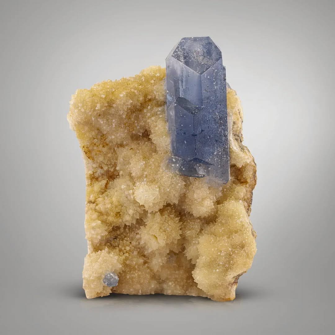 Standing Celestite Crystal on Calcite