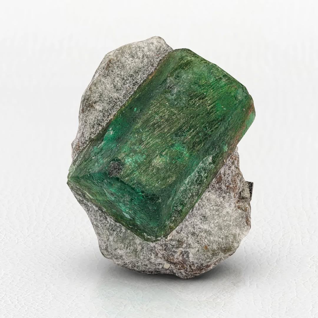 Double Terminated Emerald on Calcite