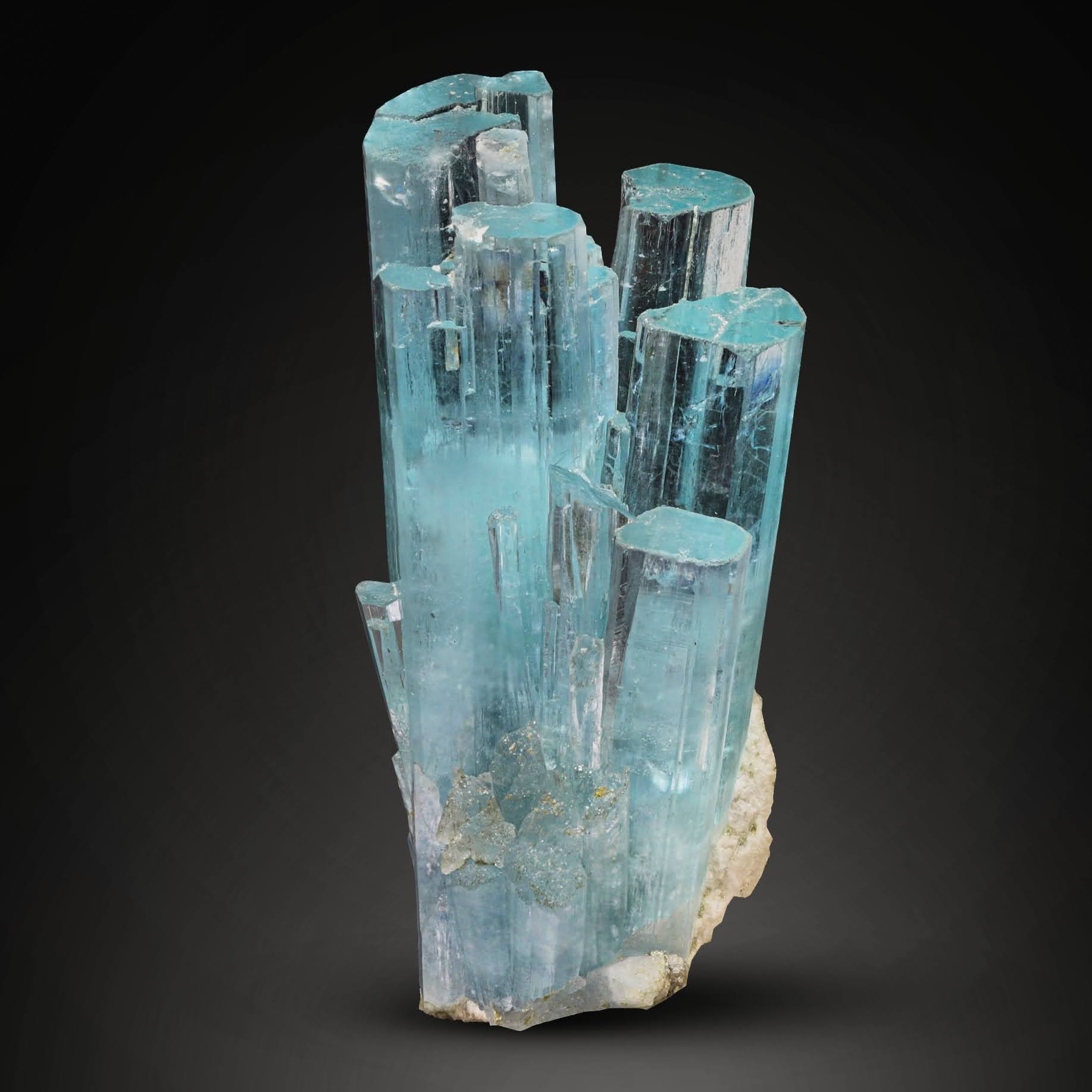 Aquamarine Cluster on White Albite